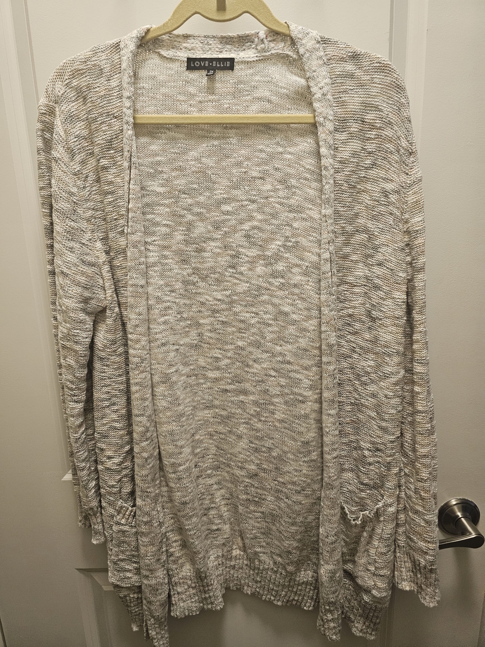 Love, Bleu Lightweight Open-Front Cream Marled Cardigan